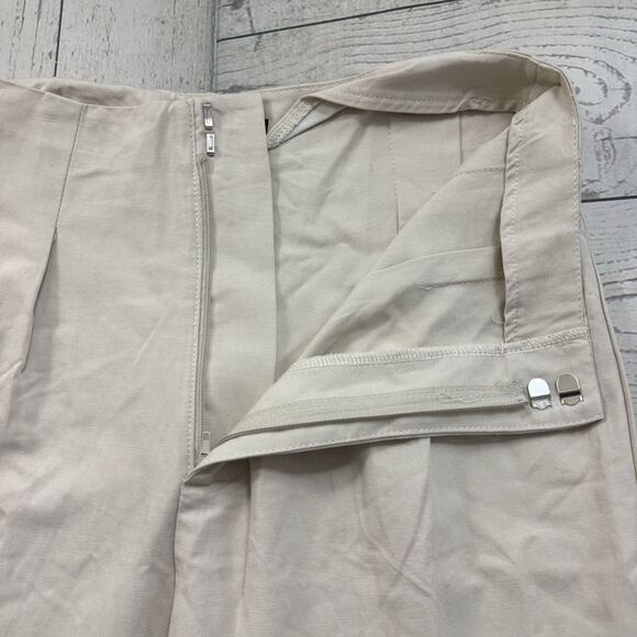 NWT Lulus Women's Medium Tan High Waist Wide Leg Pleated Trouser Pants - Picture 4 of 8